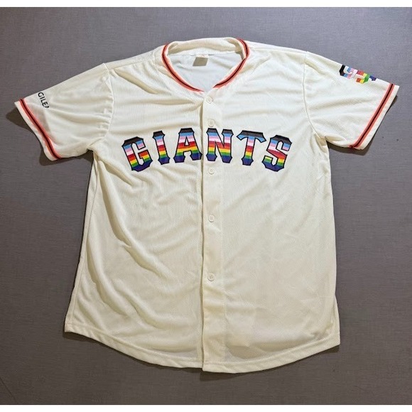San Francisco Giants 2023 LGBTQ Gilead Baseball Jersey Medium White Button. - Picture 1 of 8